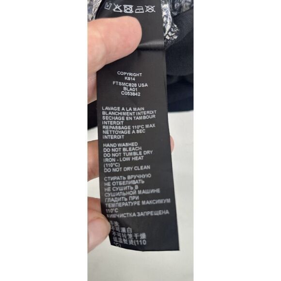 The Kooples Skull Bones Black Aztec Ilkat Blouse Top Short Sleeve Medium Silk - Picture 8 of 13